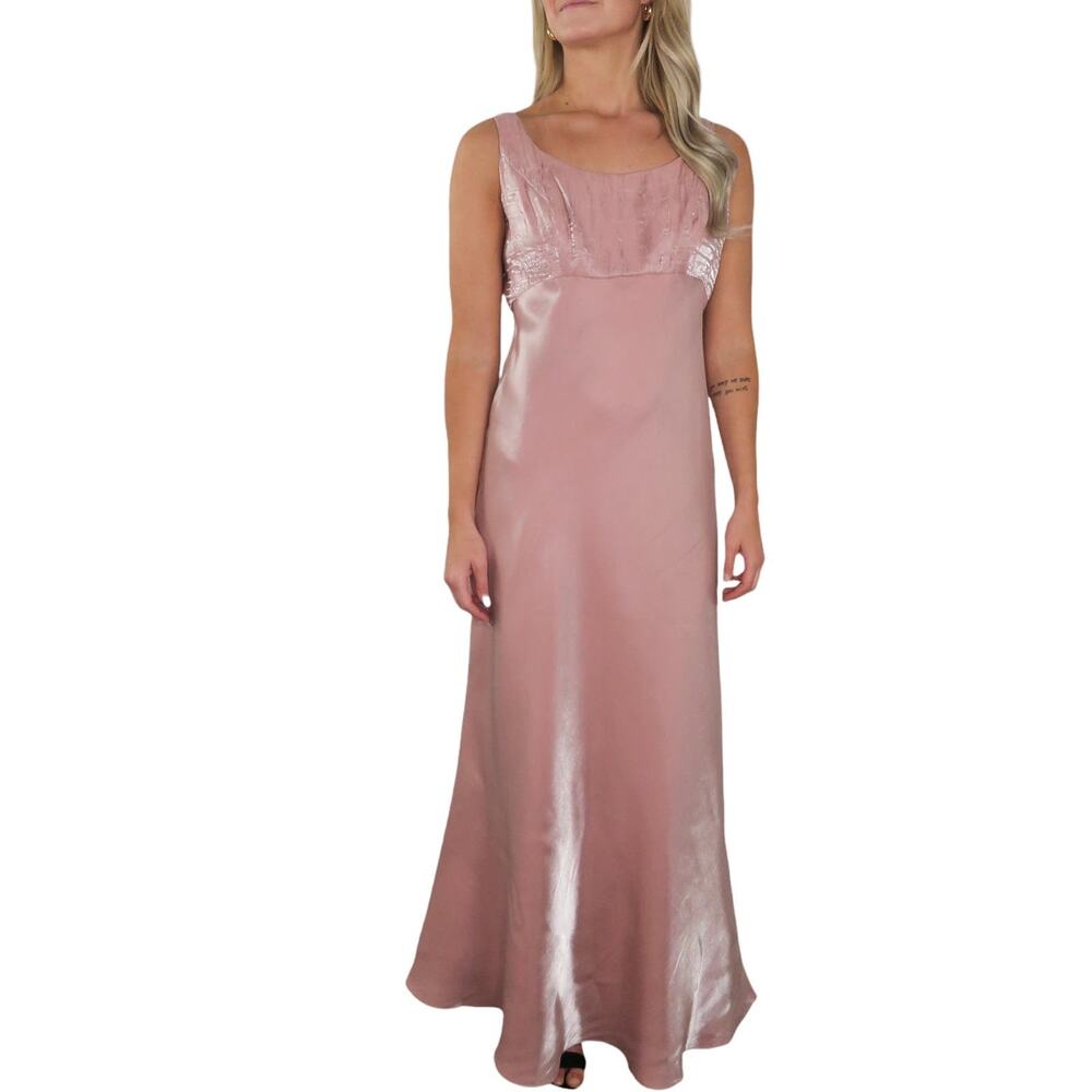 Alex Evenings Vintage Formal Blush Pink Satin Maxi Dress Blazer Set Medium 8P - Picture 3 of 9